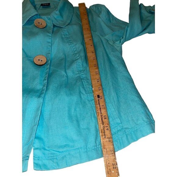 Tribal Women's Light Linen Career Work Teal Jacket Size 12 - Picture 9 of 12